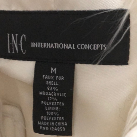 I.NC. Creamy white faux fur vest with silky belt - Picture 4 of 7